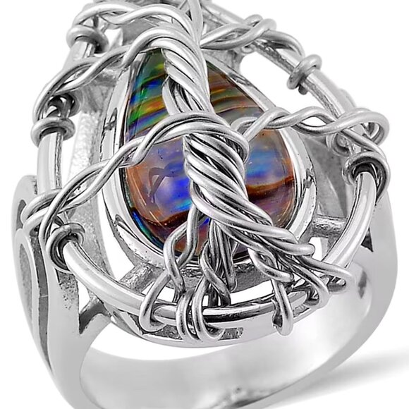 Abalone Shell Tree of Life Ring - Picture 1 of 6